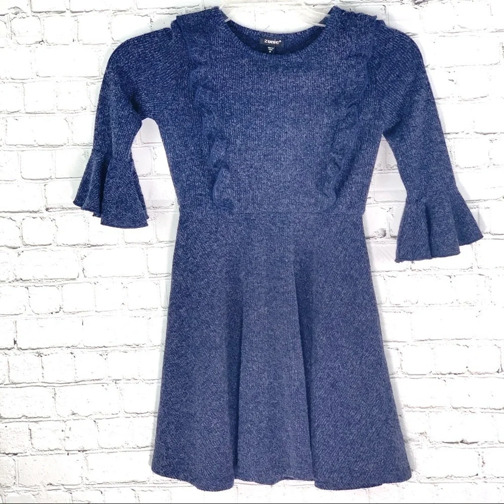 new-zunie 3/4 Length BellSleeve Sweater Knit Dress - Picture 1 of 16